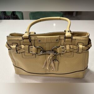 Coach Hampton Leather Satchel with Tassel and Braided Trim